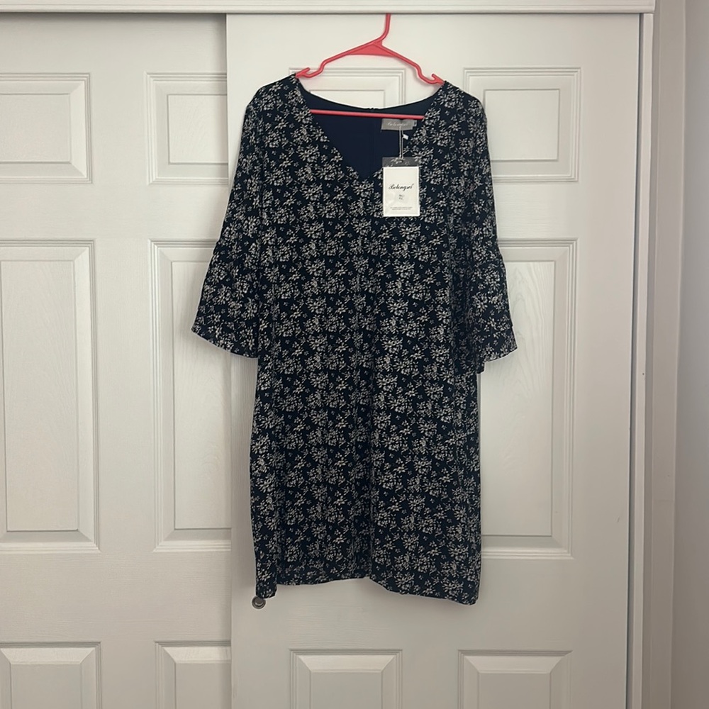 Belongsci XL dark blue floral dress